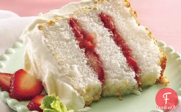 Gâteau d'Ange Fraise-Rhubarbe