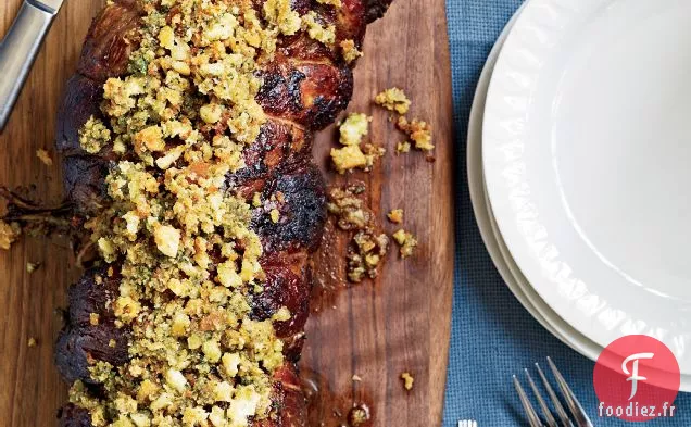 Gigot d'Agneau en Croûte de Basilic et Vinaigrette au Citron