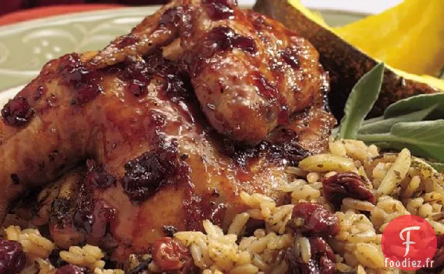Poule de Cornouailles aux Cerises et au Balsamique avec Riz