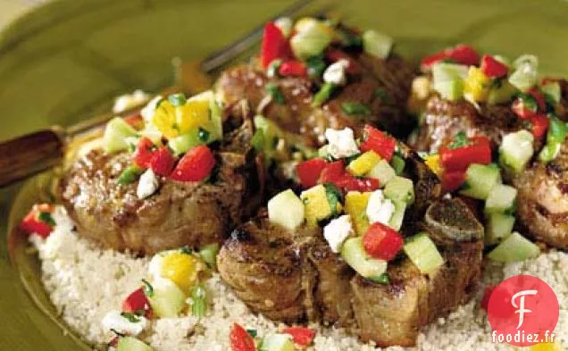 Côtelettes D'Agneau Grillées Avec Salsa Ananas-Menthe