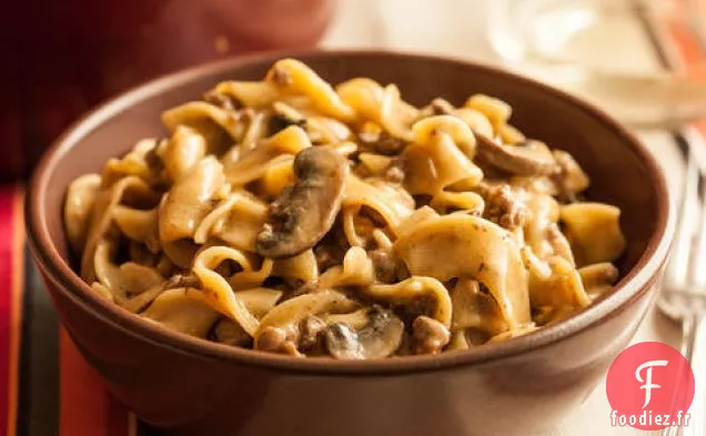 Stroganoff de Boeuf à Une Casserole avec Nouilles aux œufs