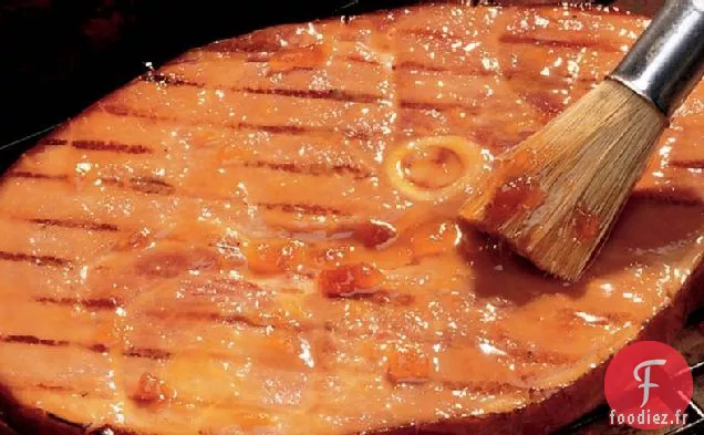 Steak de Jambon Grillé avec Sauce à la Moutarde