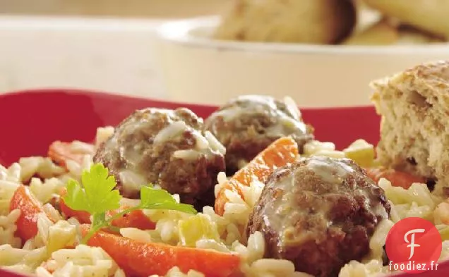 Souper de Boulettes de Viande et de Riz Crémeux