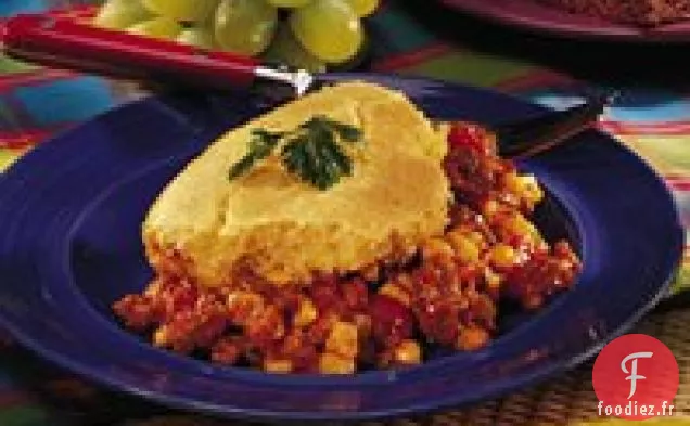 Chili Cuit au Four avec Croûte de Semoule de Maïs