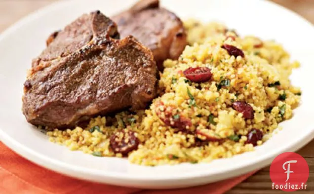 Côtelettes d'Agneau au Cumin Grillées et Couscous au Curry