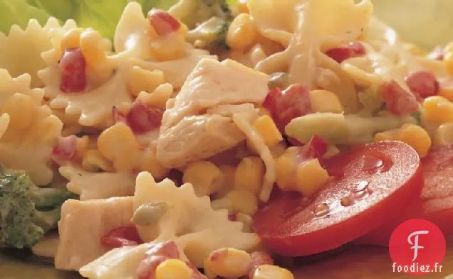Salade de Pâtes au Poulet avec Vinaigrette au Poivron Rouge rôti