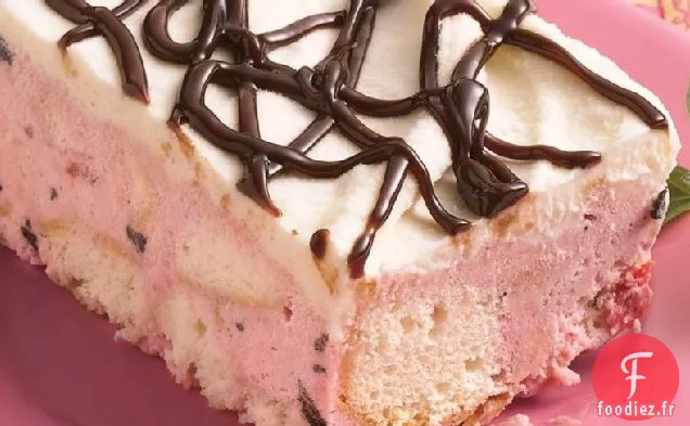 Gâteau À la Crème Glacée aux Pépites de Cerises et Au Chocolat Blanc