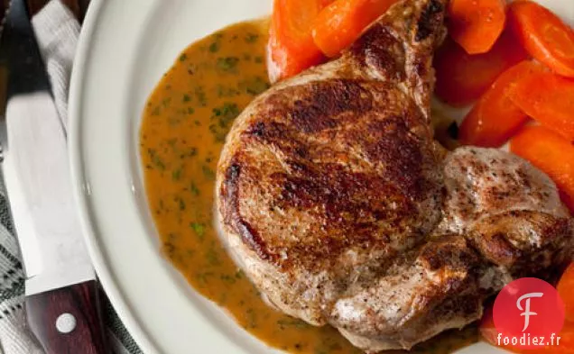 Côtelettes de Porc Faciles au Four avec Sauce au Vin Blanc et à la Moutarde