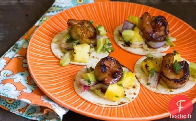 Mini Tostadas de Crevettes au Rhum Ananas