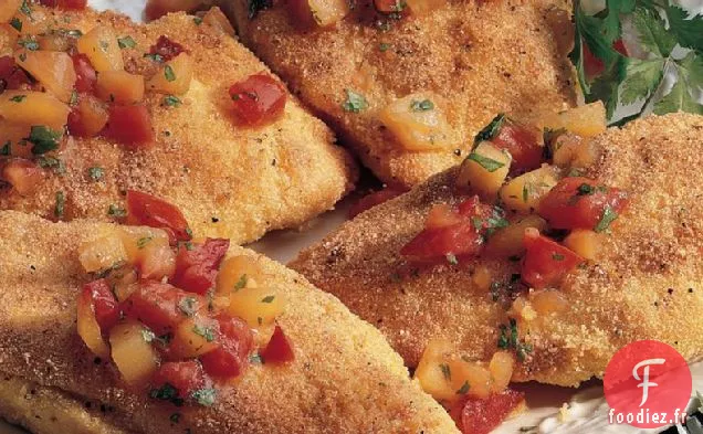 Poulet à la Semoule de Maïs avec Salsa à la pêche