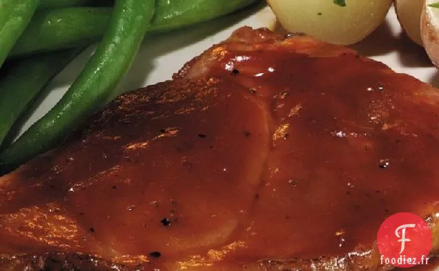 Steak de Jambon avec Sauce Barbecue aux Pommes