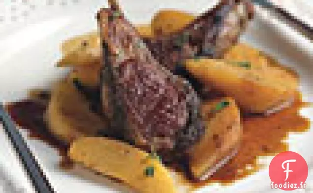 Côtelettes d'Agneau au Coing Poché et Sauce Balsamique