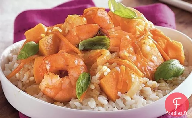 Curry de Patate Douce aux Crevettes Thaïlandaises