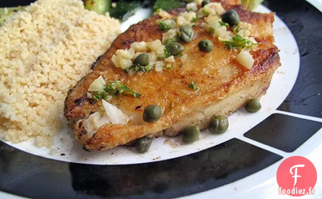 Flétan Poêlé À La Sauce Aux Câpres Au Citron