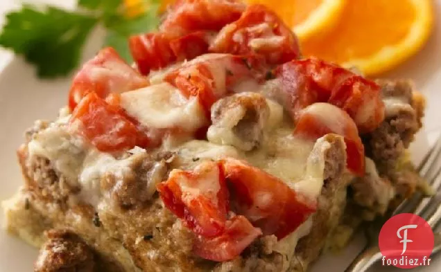 Strates de Saucisses, de Fromages et de Tomates