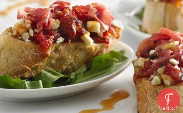 Bruschetta Tomate, Fromage Bleu et Prosciutto