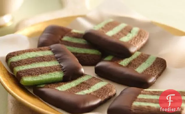 Tranches De Biscuits En Couches Chocolat-Menthe