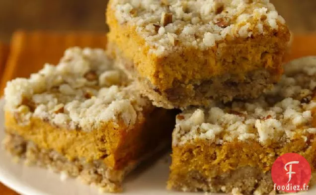 Barres de Gâteau au Fromage Streusel à la Citrouille Sans Gluten