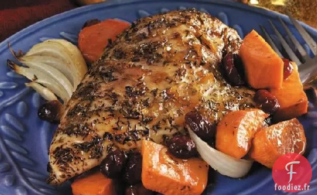 Poitrines de Poulet Rôties Glacées à l'Orange et Patates Douces