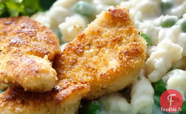 Poulet Croustillant au Parmesan avec Pâtes Crémeuses au Chou-fleur