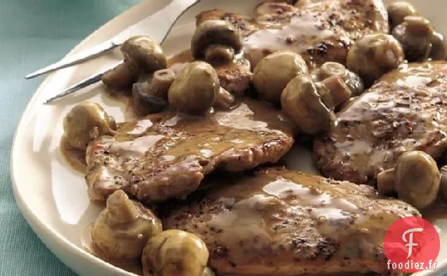 Médaillons de Porc Poivrés à la Sauce aux Champignons Acidulés