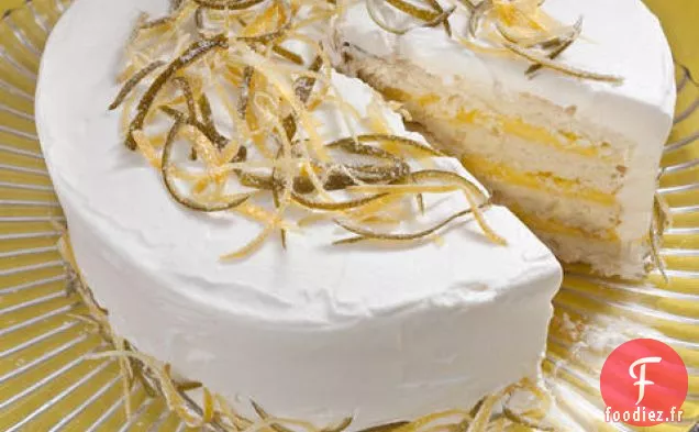 Gâteau Blanc Fourré au Caillé Citron-Lime et Glaçage à la Crème Fouettée