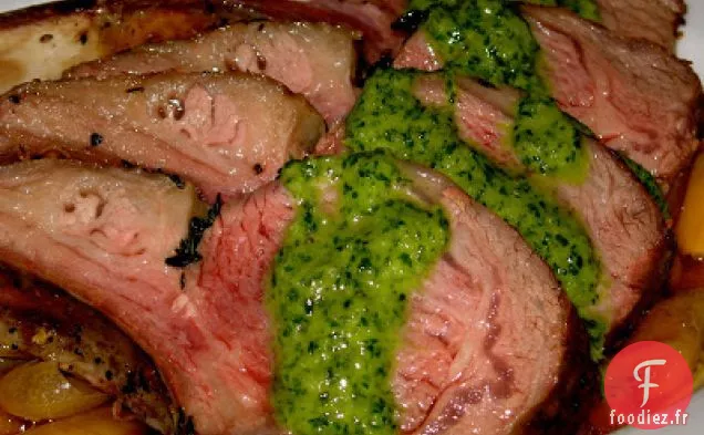 Carré D'Agneau Aux Herbes Et Vinaigrette À L'Échalote À La Menthe