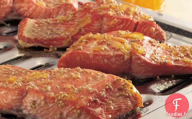 Saumon Grillé avec Glaçage Orange-Moutarde