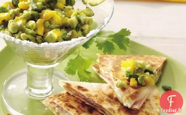 Quesadillas de Brie au Guacamole de Mangue