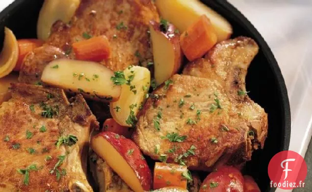 Dîner à la Poêle aux Côtelettes de Porc