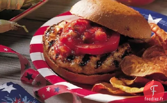 Burgers de Dinde Farcis au Fromage Grillé