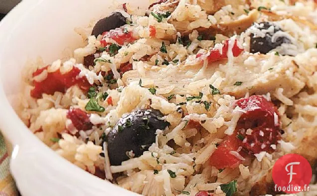 Casserole de Poulet et Riz Piquant aux Poivrons Rouges rôtis
