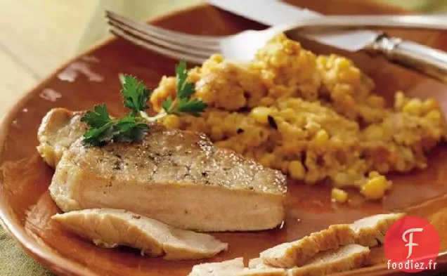 Côtelettes de Porc à la Mijoteuse avec Farce au maïs