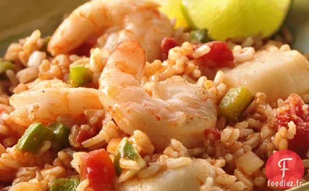 Paquets de Feuilles de Jambalaya Grillées aux Fruits de Mer