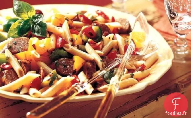 Saucisses Italiennes Grillées avec Pâtes et Légumes