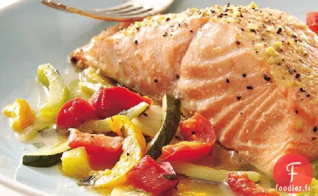 Saumon au Basilic et Légumes en Julienne
