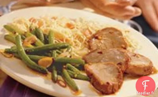 Filet de Porc Épicé au Barbecue aux Haricots Verts