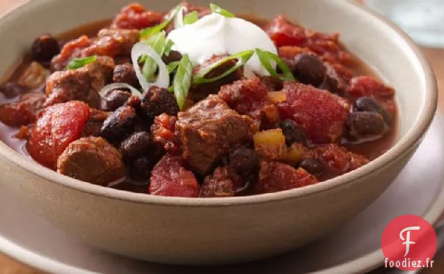 Steak Mijoté et Chili aux Haricots Noirs