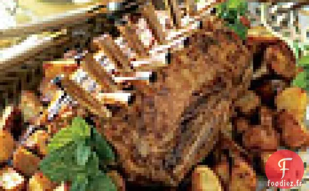 Rôtis d'Agneau avec Pommes de Terre Nouvelles et Pesto à la Menthe