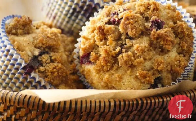 Muffins Bleuets-Streusel (Farine Blanche de Blé Entier)