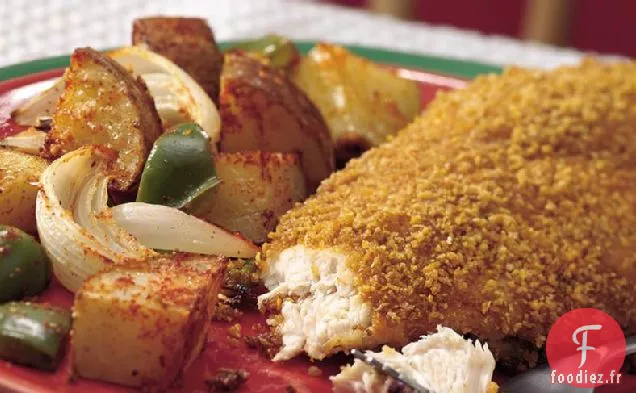 Dîner de Poulet Croustillant au Maïs et Pommes de Terre