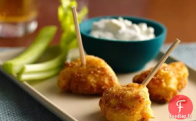 Bouchées de Poulet Buffalo avec Trempette au Fromage Bleu