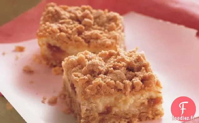 Barres de Gâteau au Fromage à la Rhubarbe