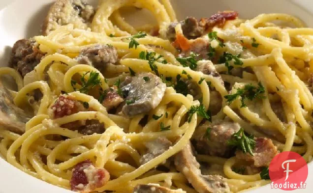 Carbonara au Bœuf Haché et aux Champignons