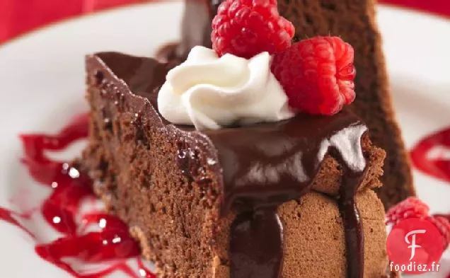 Gâteau au Chocolat Décadent à la Sauce aux Framboises