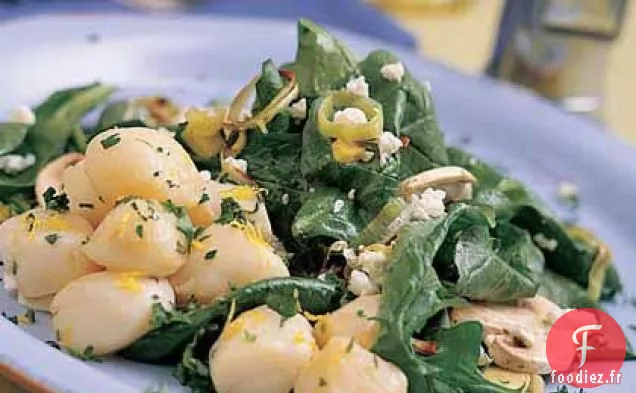 Salade de Champs aux Poireaux rôtis, Champignons et Feta