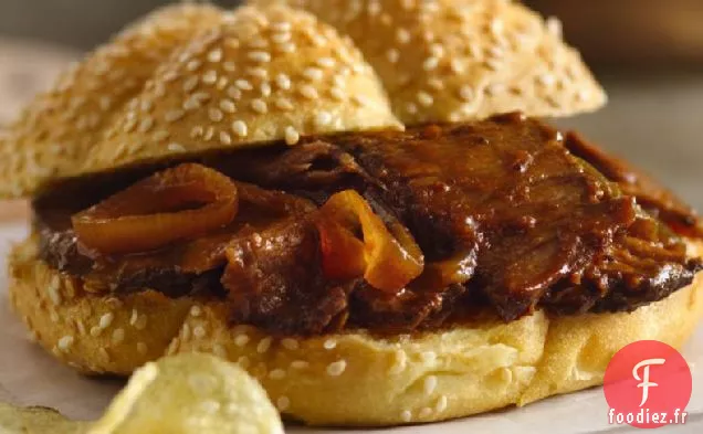 Sandwichs au Bœuf Barbecue à la Mijoteuse