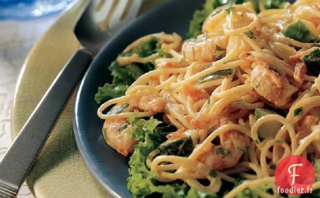 Salade de Pâtes aux Crevettes avec Vinaigrette au Gingembre