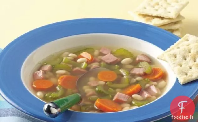 Soupe de Légumes, Haricots et Jambon à la Mijoteuse