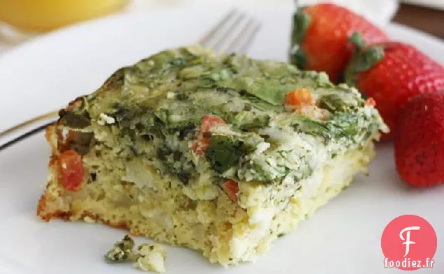 Cocotte de Petit-déjeuner aux Épinards au Fromage à la Mijoteuse